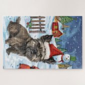 Puzzle Cairn Terrier Chien Winter Wonderland Noël Joie (Horizontal)