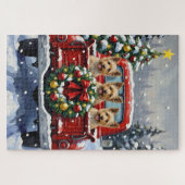 Puzzle Cairn Terrier Christmas Red Truck Holiday (Horizontal)