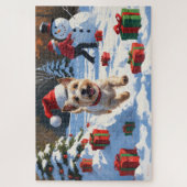 Puzzle Cairn Terrier Courir en neige avec le Casquette de (Vertical)
