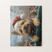 Puzzle Cairn Terrier Dog Roller Dessous de verre Noël (Vertical)