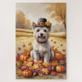 Puzzle Cairn Terrier En Automne Quitte L'Art Thanksgiving (Vertical)