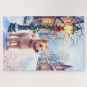 Puzzle Cairn Terrier Festive Lamppost Village Christmas (Horizontal)