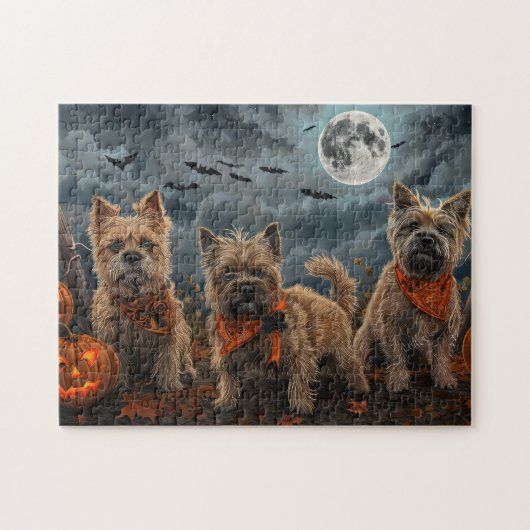 Puzzle Cairn Terrier Halloween Éffrayant (Horizontal)