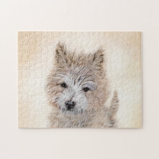 Puzzle Cairn Terrier Peinture Chiot - Art Chien original (Horizontal)