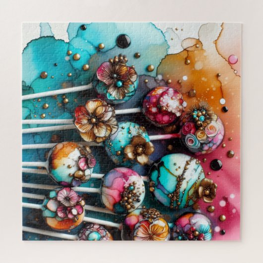 Puzzle Cake Pops Alcohol Ink (Horizontal)