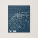Puzzle Calais France Minimaliste Plan de Ville Ligne Art<br><div class="desc">Calais France Mini-plan de ville Ligne Art dans Puzzle bleu</div>