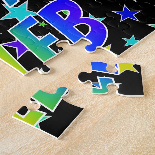 Puzzle "CALEB" Prénom, Amusant "HEUREUX ANNIVERSAIRE" (Côté)