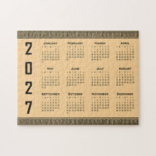 Puzzle Calendrier 2027, Frise grecque, Noir sur beige