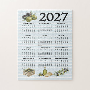 Puzzle Calendrier 2027, Olives Méditerranéennes, Rayures 