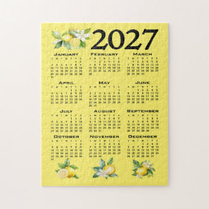 Puzzle Calendrier 2027 Style Italien Citrons Jaune