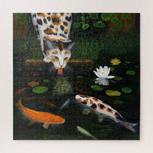 Puzzle Calico Cat and Koi Fish (Vertical)