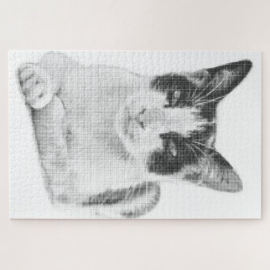 Puzzle Calico Cat Retro Halftone (Horizontal)