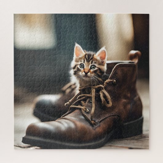 Puzzle Calico Kitten En Chaussure Ancienne (Vertical)