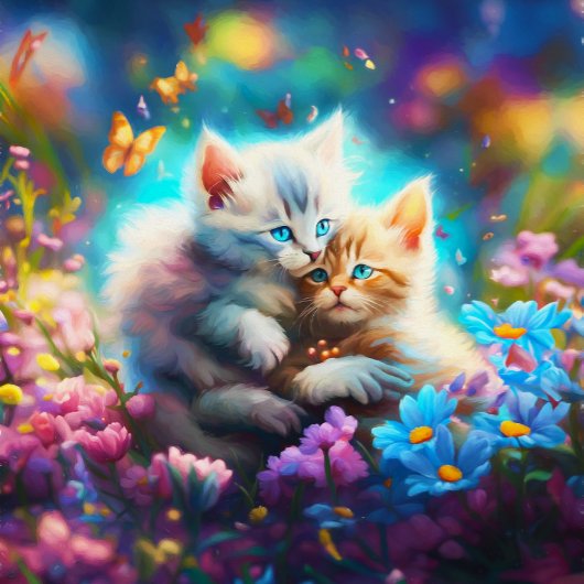 Puzzle Câlins Moustachu : Chatons Avec Papillons