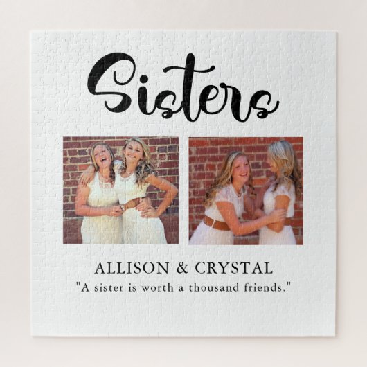 Puzzle Calligraphie des soeurs 2 Photo Collage Citation d (Vertical)