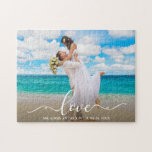 Puzzle Calligraphie Love Photo Mariage<br><div class="desc">Élégante calligraphie Script Amour Mariage Photo Jigsaw Puzzle</div>
