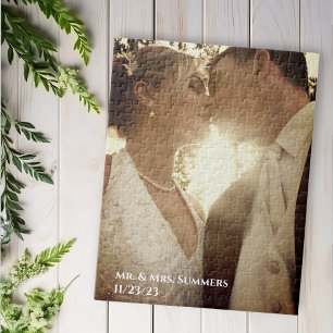 Puzzle Calligraphie Mariage photo Merci Ombre