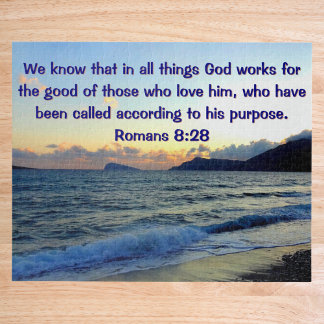 Puzzle Calmant verset biblique Romains 8:28 Chrétien