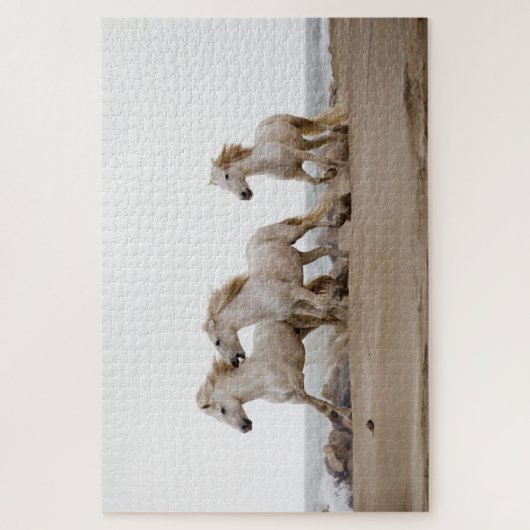 Puzzle Camargue Horses courir sur la plage (Vertical)