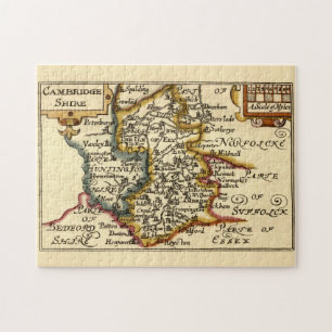 Puzzle Cambridgeshire Comté Angleterre Ancien Carte Antiq