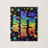 Puzzle "CAMILA" Prénom, Amusant "HEUREUX ANNIVERSAIRE" (Vertical)