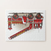 Puzzle Camion de pompiers de crochet et d'échelle (Horizontal)