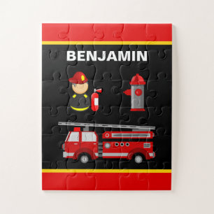 Puzzle Camion de pompiers Enfant Personnalisé Nom