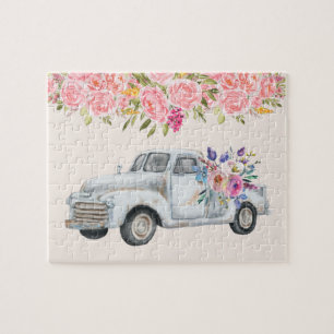 Puzzle Camion de ramassage vintage Aquarelle rustique