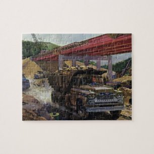 Puzzle Camion de vidange vintage d'entreprise sur un chan