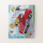 Puzzle Camion feu rouge avec pompiers mignons garçons (Vertical)