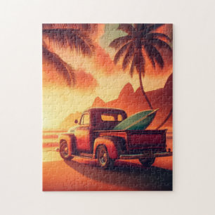 Puzzle camionnette vintage tropical/Hawaïenne de surf