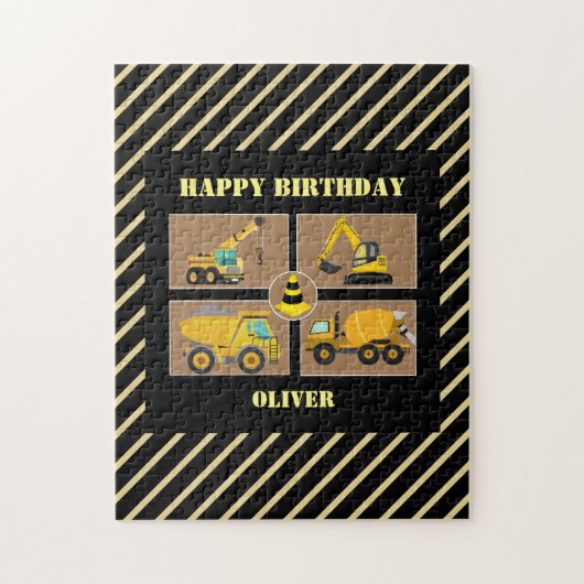 Puzzle Camions de construction | Anniversaire de enfant d (Vertical)