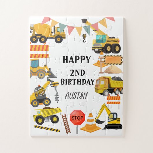 Puzzle Camions de Construction | Fête d'anniversaire pour (Vertical)
