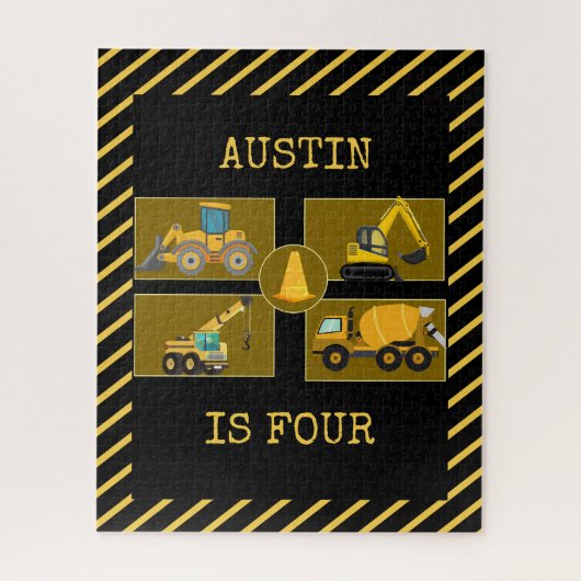 Puzzle Camions de Construction | Fête d'anniversaire pour (Vertical)