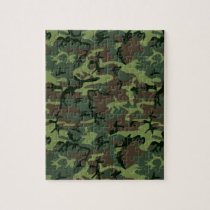 Puzzle Camouflage Camo Green Motif Brown