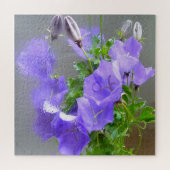 Puzzle Campanula bleu avec gouttes de pluie et réflexions (Horizontal)