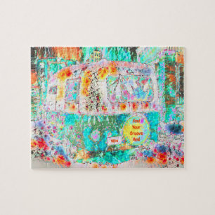 Puzzle Camper Hippie Art Rétro Trouver Votre Groove Et Vi