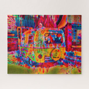 Puzzle Camper Retro Hippie La Vie Colorée Est Une Promen