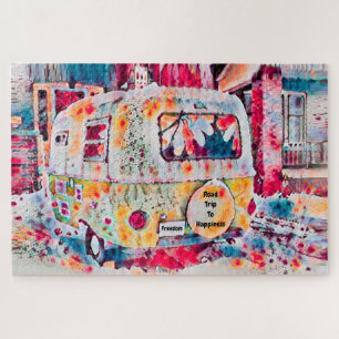 Puzzle Camper Retro Hippie Road Voyage vers la liberté du