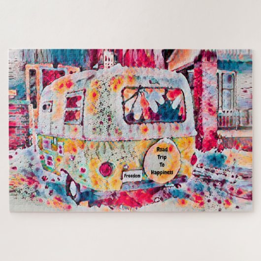 Puzzle Camper Retro Hippie Road Voyage vers la liberté du (Horizontal)