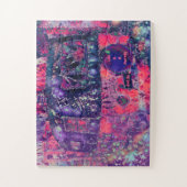 Puzzle Camper Rétro violet rose Hippie Boho Chic (Vertical)