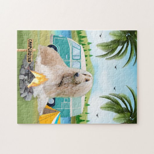 Puzzle Camping de chiens afghans (Horizontal)