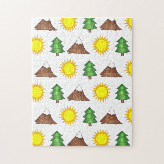 Puzzle Camping Randonnée Nature Sun Mountain Tree (Vertical)