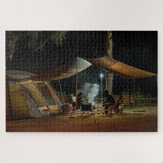 Puzzle Camping Tente Nuit Nature Extérieure Forêt Cuisson (Horizontal)