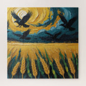 Puzzle Campo trigal dorado con cuervos (Horizontal)