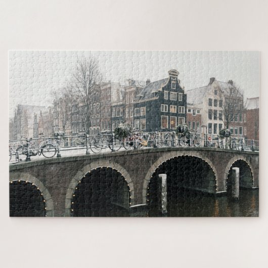 Puzzle Canal à Amsterdam en hiver (Horizontal)