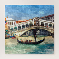 Canal coloré de Venise Grande Pont du Rialto Art