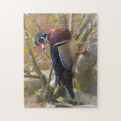 Puzzle Canard à bois mâle sur l'arbre (Vertical)