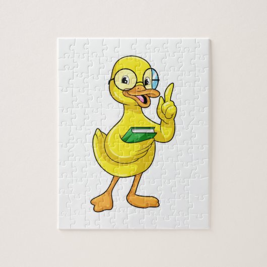 Puzzle Canard comme enseignant avec livre et lunettes (Vertical)