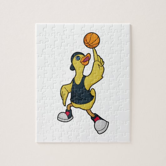 Puzzle Canard comme joueur de basketball avec basket-ball (Vertical)